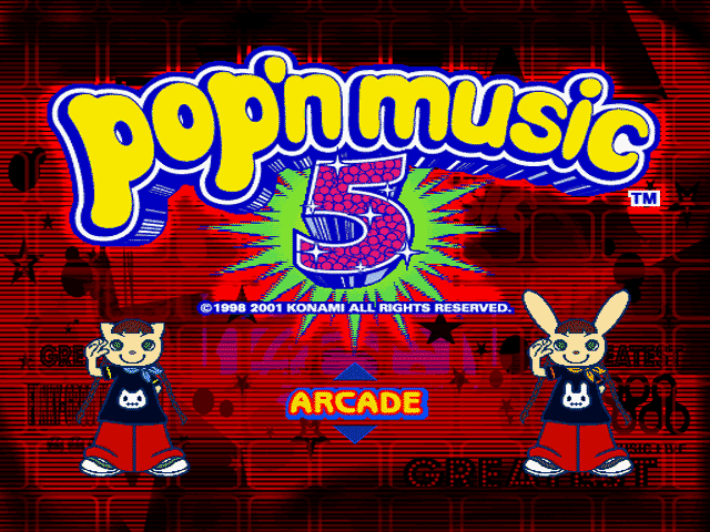 Pop'n Music 5 title screen for Playstation